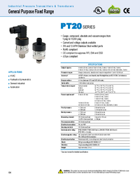 Thumbnail of document Data Sheet - PT20 Series Pressure Transmitters